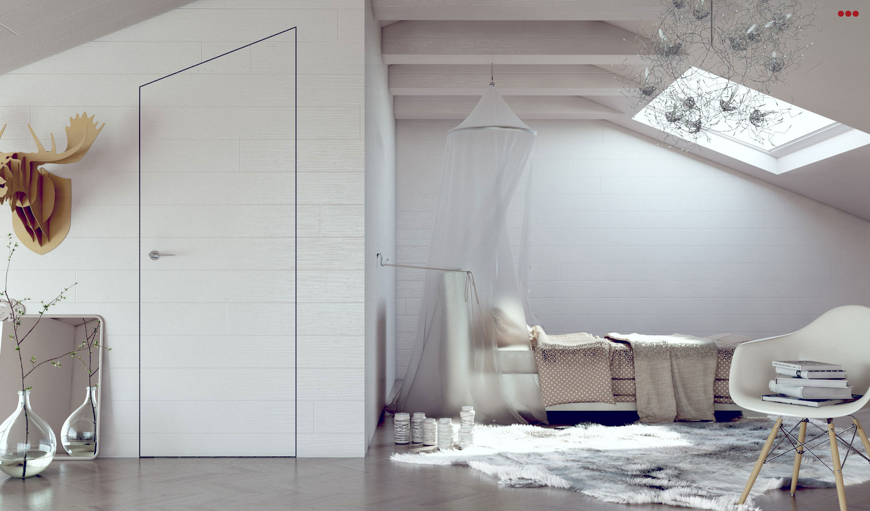 Studio Bartolini progettazione rendering 3D camera mito interior design tonalita chiare
